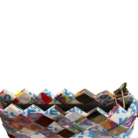 Nahui Ollin "Kisses Wrapper" Wristlet, Recycled, Repurposed Fashion Bag - Picture 3 of 9